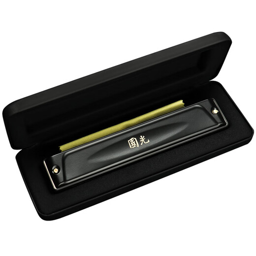 Guoguang 24 trous B Tune National Dream Performance au niveau spécial Tune Polyphonic Harmonica (Athen Black, Instructions de soufflage assorties) B Tune