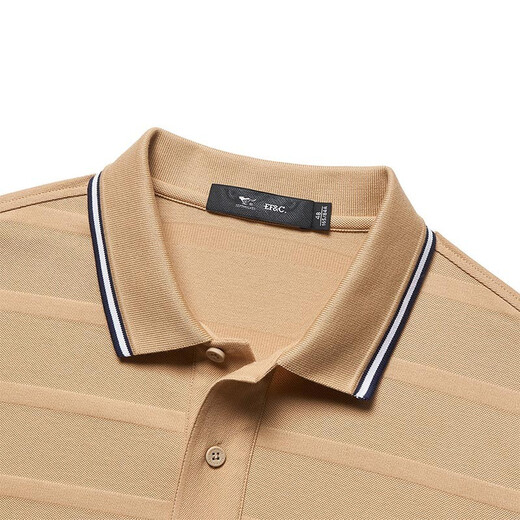 Seven Wolves [Wolf Life] Short-sleeved T-shirt for men in summer striped POLO base shirt for men in business lapel short T-shirt 702 (dark apricot color) 3XL (185)