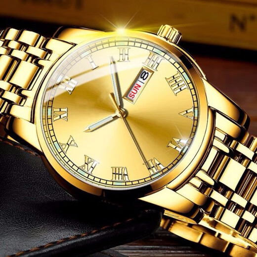 Shanghai Vollautomatische mechanische Uhr Doppelkalender wasserdichtes Stahlgürtel Modepaar Männer und Frauen Mechanical Watch Room Weiße Männer 690