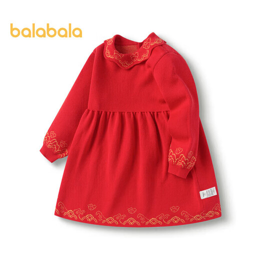 Balabala children's clothing baby dress children's skirt autumn clothing baby girl new season princess dress New Year's greetings dress