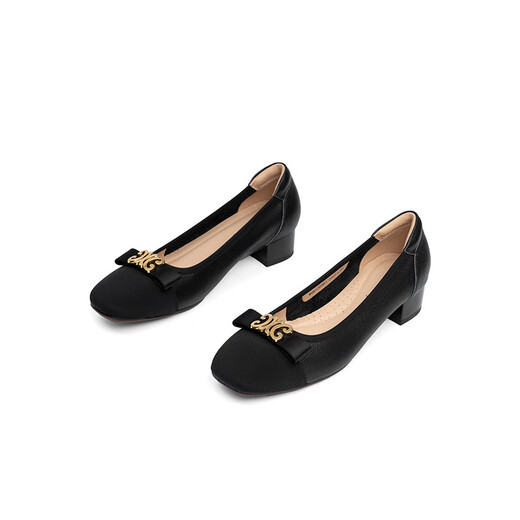 Red Dragonfly Women's Singles Shoes New Small Small Fabor Light Bozo Color Bundle Tacón grueso para mujer Zapatos de perros Camas de mujer WGB12056 Negro 40