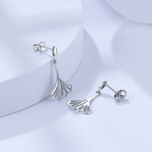 ZLF platinum earrings for women PT950 platinum ginkgo lucky to have you earrings 2.20g