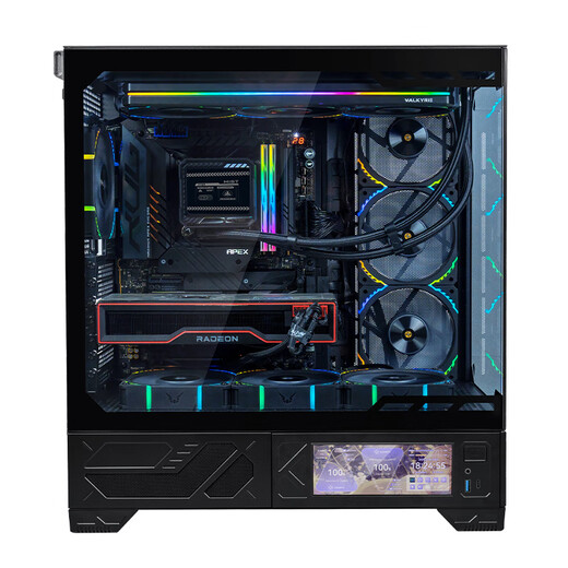 VALKYRIE VK03 BLACK black ATX gaming computer desktop case supports 360° water cooling 6.2-inch touch screen 270 sea view room
