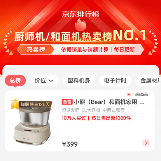 小熊（Bear）和面机家用 揉面机 厨师机 全自动多功能智能和面搅面机 面包面粉发酵醒面HMJ-A50N1