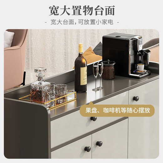 Kenosu tea cabinet, side cabinet, storage cabinet, living room wall storage cabinet, light luxury tea cabinet, storage rack, storage cabinet, meal cabinet, recommended [four doors and one drawer] sky gray 120*30*84