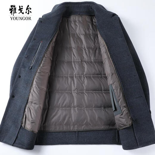 
CEO's new winter woolen coat for men's mid-length double-sided cashmere jacket for middle-aged men's lapel top gray grid XXS