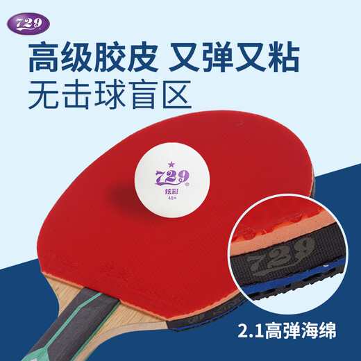 729乒乓球拍六星金标横拍直拍6星成人儿童初学绽放套胶比赛成品拍 KING六星横拍【长柄/单拍】