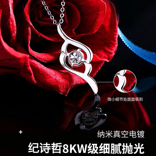 GIEVSZHE Cupid Necklace Women's Fashion Pendant Diamond Clavicle Chain for Girlfriend and Wife Birthday Gift Valentine's Day Cupid's Arrow Necklace + White Diamond Pendant