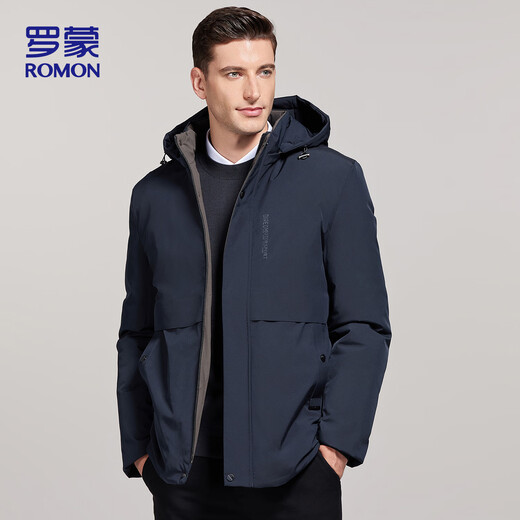 罗蒙（ROMON）棉服男士冬季潮流商务棉衣保暖棉袄外套中老年爸爸装MF78藏青XL