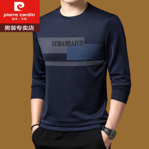 
Pierre cardin mulberry silk long-sleeved T-shirt men's round neck sweatshirt men's spring and autumn tops new trendy T-shirt base shirt middle-aged T-Murlan 677 model M 165 (100Jin [Jin equals 0.5 kg]-120Jin [Jin equals 0.5 kg])