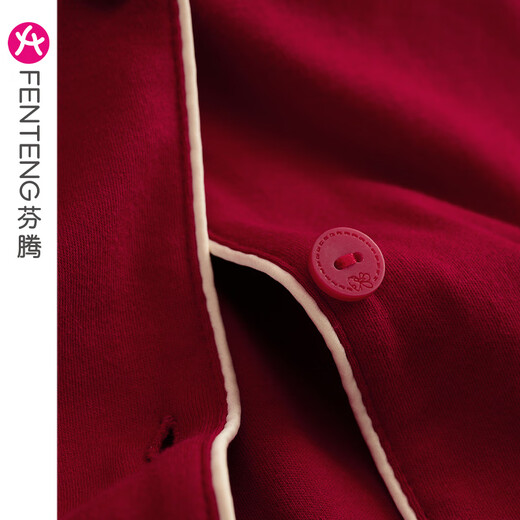 Fenten couple pajamas for women summer pure cotton short-sleeved red newlywed men's cotton animal year plus size home clothes maroon (male) M98032591 XL recommended female 124-142, male 146-165 Jin Jin equals 0.5 kg