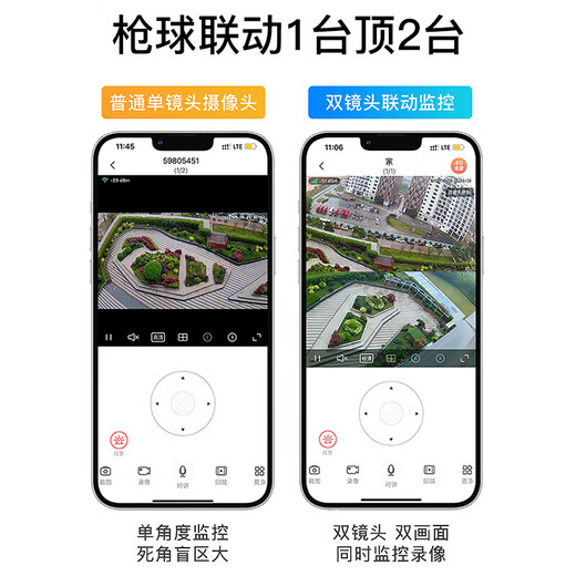 xiaovv摄像头室外监控器家用360度无死角带夜视全景无线家用手机远程高清旋转防水农村户外小米机适用 【WiFi顶配版】看双画面+64G卡