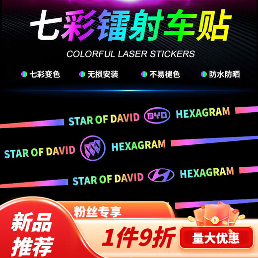 Tucker is suitable for car body door glass wheel eyebrows rear wing car logo blocking scratches pull flower decoration car sticker long reflective reflective colorful laser strip - other cars