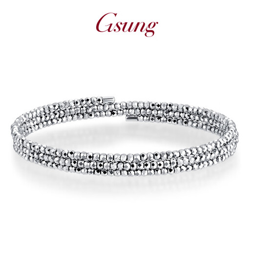 GsunG platinum bracelet for women PT950 shiny bouncy bead elastic bracelet fashionable platinum bracelet for women with laser beads. Priced by gram. Contact before bidding.