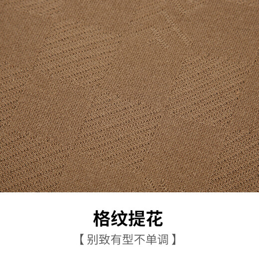 才子（TRIES）男士半高领毛衫春秋新款格纹提花针织衫罗纹套头毛衣男上衣时尚 驼色 XL 50(175/92A)