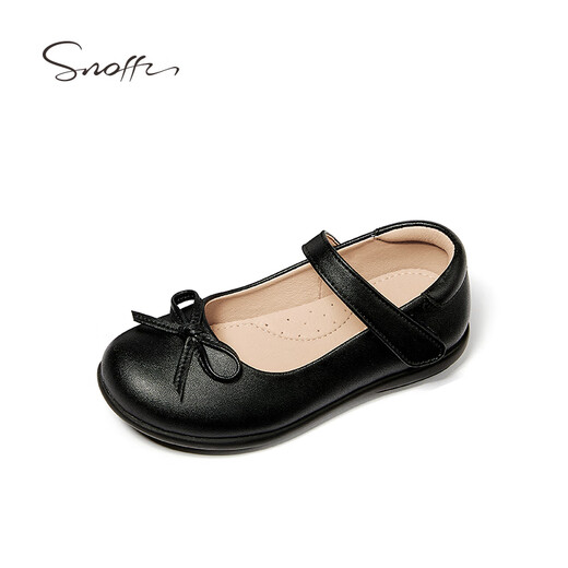 斯纳菲女童皮鞋春秋儿童黑皮鞋女童演出鞋软底公主透气单鞋 黑色35