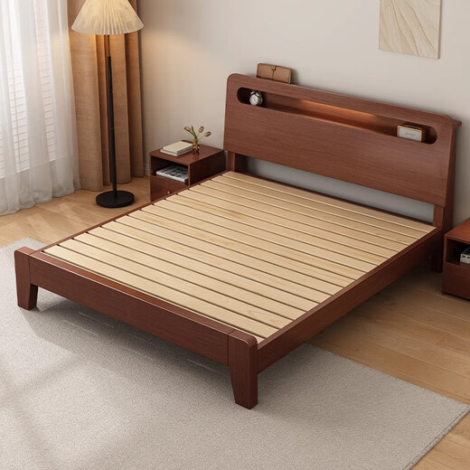 Turou SF Express 24h Sparkling Bed Solid Wood Bed Modern Simple Double Bed Master Bedroom Large Single Bed Single Bed 1500*2000mm