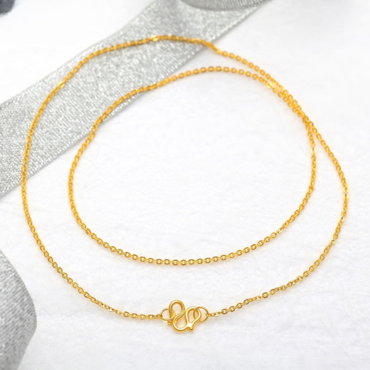 Henglijia gold necklace clavicle chain set chain women's 999 pure gold O-shaped necklace pure gold necklace pendant versatile chain 5.5g 40cm