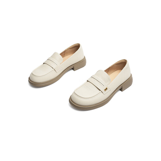 
Red Dragonfly Loafers Women's Spring New Style One-Standard Women's Shoes Thick Heels British Style Small Leather Shoes Women's Singles Shoes WLB14137 Beige 37
