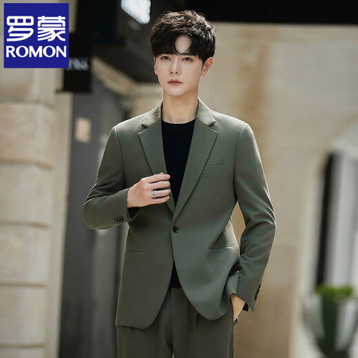 ROMON high-end wedding suit men's suit groom slim handsome casual formal men's suit trend 8660-2 apricot suit + trousers 2XL