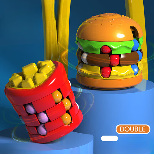 Weilida Rubik's Cube Children de 1 a 3 años de edad francesa Niños de papas fritas Rubik's Cube Fingertip Spindle Toy Magic Bean Focus Hamburger Finger Gyro Cube 6 cuentas de color [Modelo de bebidas puede modelar]