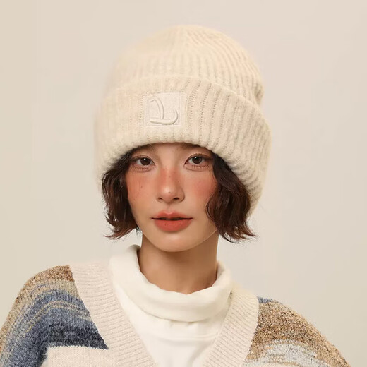 Dusenna large head circumference woolen hat winter women's warm wool pile hat showing face small outdoor cold hat knitted hat