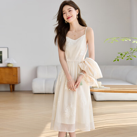Lislave New Chinese Style Women's Shat à manteau à manches courtes Robe deux pièces 2024 Nouveau col debout d'été Jupe à suspension imprimée BEIGE 683 M