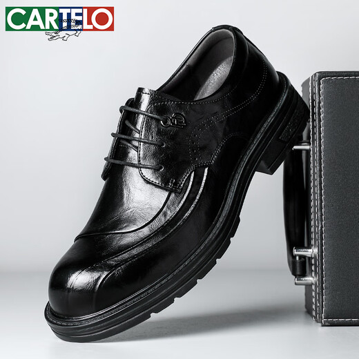 Cartelo British Herren Lederschuhe dicker alleinerhöhenverbesserter Geschäfte Casual Schuhe runden Zehen weich