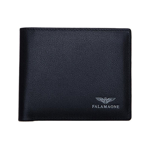Falai Armani [same style in the counter] Falai Armani men's wallet men's genuine leather short wallet gift for boyfriend and husband Black - counter gift box QB203-1
