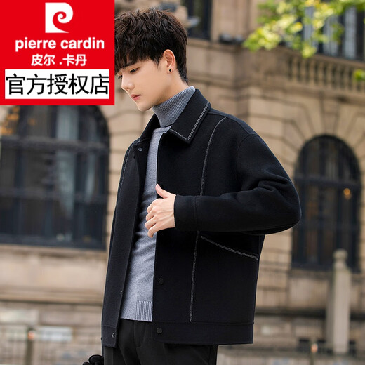 Pierre Cardin Light Business Double face en laine en laine pour hommes Veste pour hommes Automne et Hiver Tweed Coat Short épais veste haut de gamme Vêtements pour hommes Black XL (135-150jin [Jin est égal à environ 0,5 kg]))