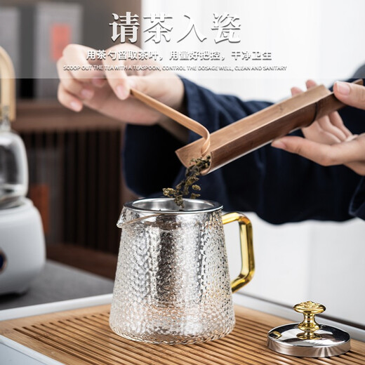 Zhengyang glass tea set set for home small set of Kung Fu tea cups simple transparent black tea tea set office living room tea elegant pot (dragon cup/six colors) cup holder + rectangular (striped) white