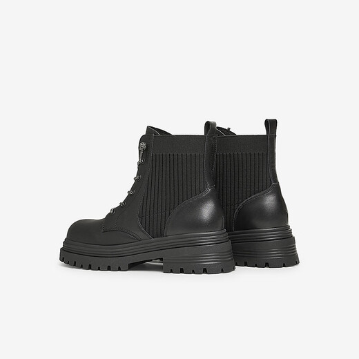 Tata Dicke einzige britische Martin -Stiefel Frauenstiefel Casual Leder Kurzstiefel Herbst und Winter Neu 7D247DD4 Black 35