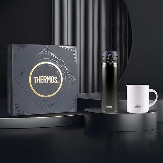 Thermos thermos cup gift box high-end business office gifts men and women gift mug water cup set group purchase blue thermos cup + white mug + gift box