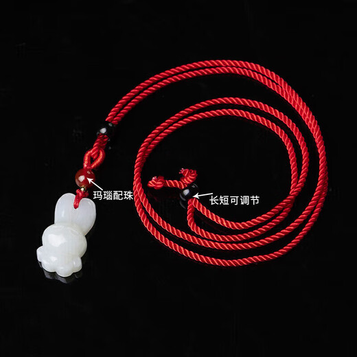 Manli Cui Hetian white jade zodiac rabbit pendant national fashion jade pendant necklace little rabbit children's model with certificate