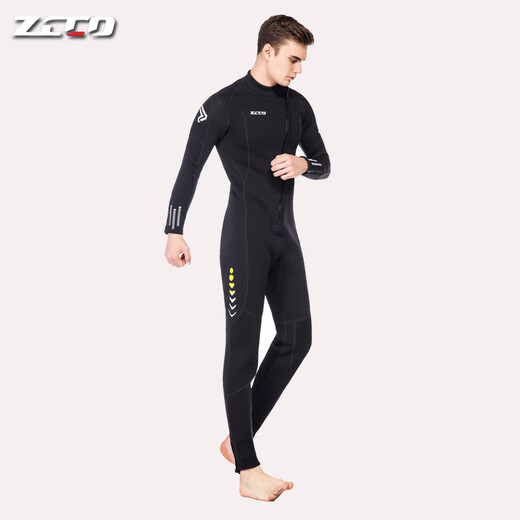 ZCCO3mm wetsuit men's one-piece warm surfing wetsuit women's long-sleeved cold-proof snorkeling winter swimsuit pants men's black XS XS