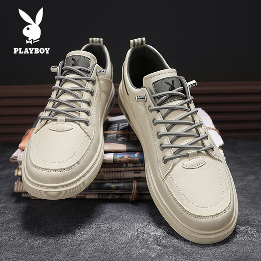Playboy (Playboy) Herrenschuhe Herren 2025 Sommer lässige Schuhe Herren trendige Brettschuhe Herrenmodegeschäft weiße Schuhe Beige 41