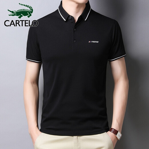 CARTELO crocodile (CARTELO) polo shirt men's business casual lapel bottoming shirt men's solid color versatile t-shirt men's top J1F2061120068 Black M