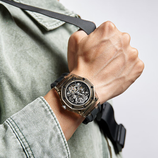 Dickies Mechanical Watch Student Watch Men's and Women's Fully Automatic Waterproof Trendy Cool Hollow New Year's Gift CL-568 Transparent Black