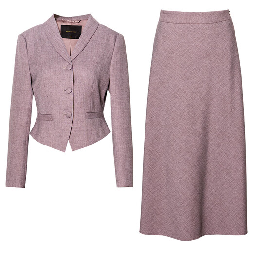 Roeyshouse loi elegant Solid Color Slim Set Women's Winter Neuer Pendlerjacke Rock Zweiteiler Set 11149 Purple Pink 2xl