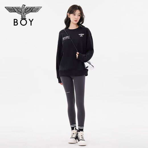 BOY LONDON spring unisex long-sleeved graffiti printed loose and cool round neck pullover sweatshirt N03042 black XS