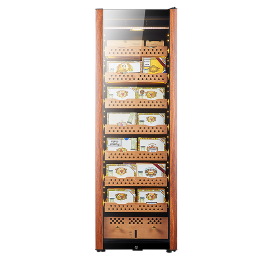 Frielman H54X-4000 compressor cigar cabinet with lock, constant temperature and humidity, cedar wood red wine humidifier for home, 180cm high, wood grain compressor model, aluminum liner