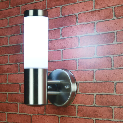 Micro simple stainless steel wall lamp, waterproof and rust-proof outdoor LED wall lamp, garden balcony aisle wall lamp, bedside wall lamp, single head/milk white cover/20 watt LED white light