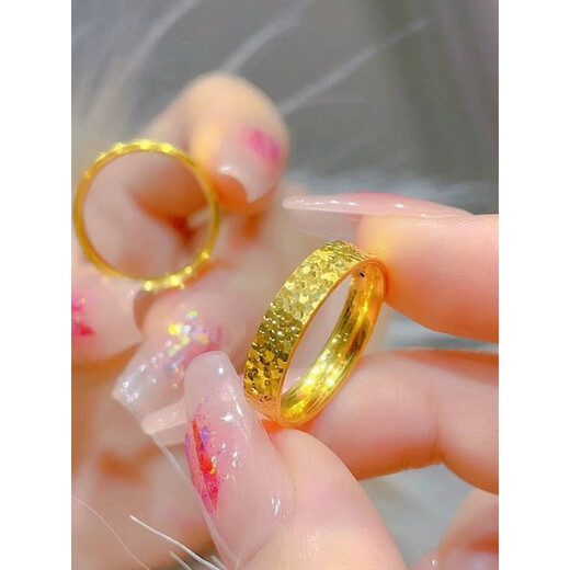 Laominxiang gold ring crushed ice solid gold ring alive for girlfriend and wife, adjustable for Valentine's Day, adjustable 1g alive