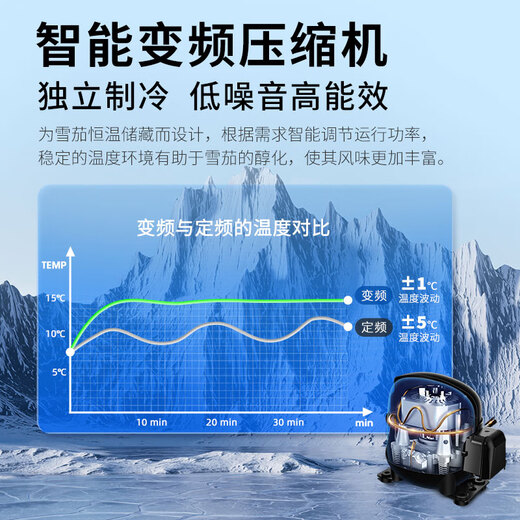 Vinocave cigar cabinet, constant temperature and humidity, ammonia removal, household cedar wood eggplant box, smart frequency conversion, energy-saving fingerprint lock, office small cigar cabinet V2 800 pieces