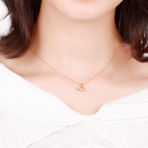 Zokai Yellow 18K Pendant Women's Love Heart Necklace Birthday Gift D11120