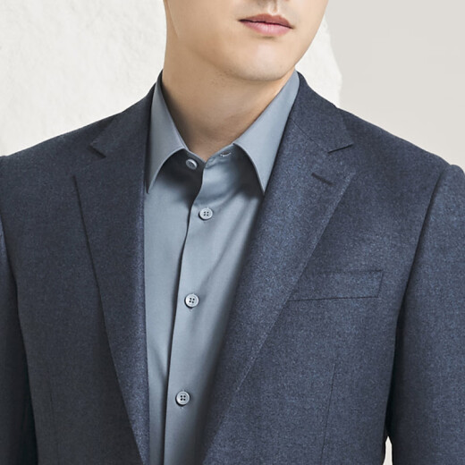 YOUNGOR suit men's double buckle side slit slim fit new business suit top wool stretch fabric shopping mall same style gray blue XL 180/100A