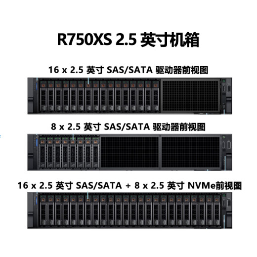 DELL戴尔 R750XS  2U机架服务器主机 存储服务器工作站 2颗金牌6338 64核2.0G丨双电 32G内存丨3*4T企业级丨H755