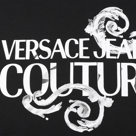 VERSACE JEANS COUTURE奢侈品男装男士圆领字母印花卫衣长袖T恤12127礼物 黑色 2XL