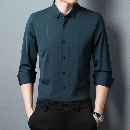 Hengyuanxiang burgundy shirt men's long-sleeved wedding banquet wedding dress daddy clothes engagement spring and autumn thin shirt red 175
