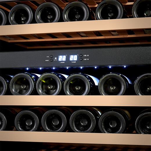 PULADI large capacity red wine cabinet constant temperature wine cabinet embedded air-cooled compressor home wine office refrigerator black full glass door dual temperature 416L 150 bottles